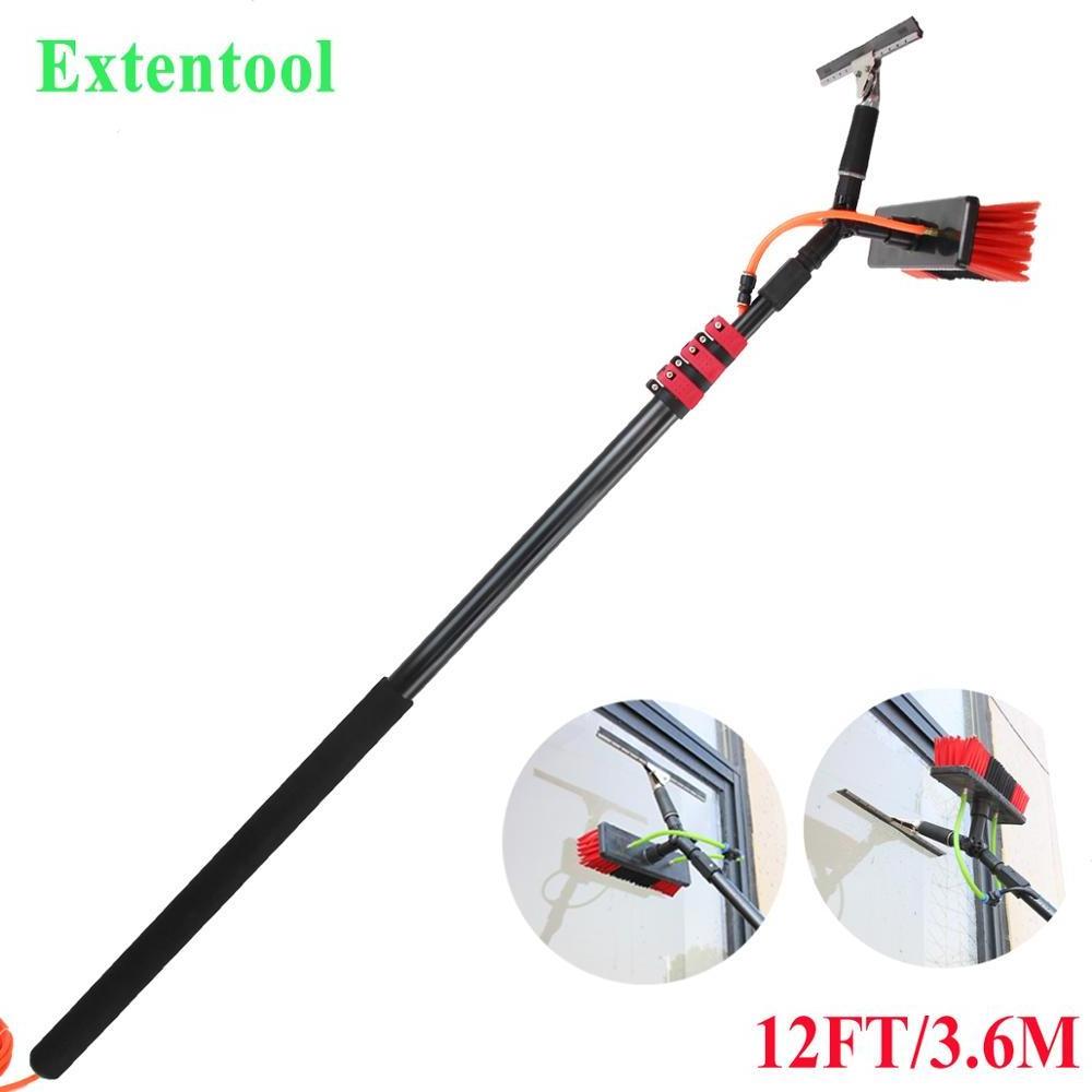 Extentool water fed pole window cleaning kits Factory direct sales 12ft telescopic aluminum rod cleaning brush