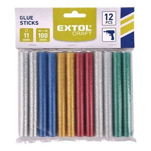 9911 EXTOL 11mm 12pcs/set Glitter Color Electrothermal Adhesive Household Hot Melt Glue Stick for DIY