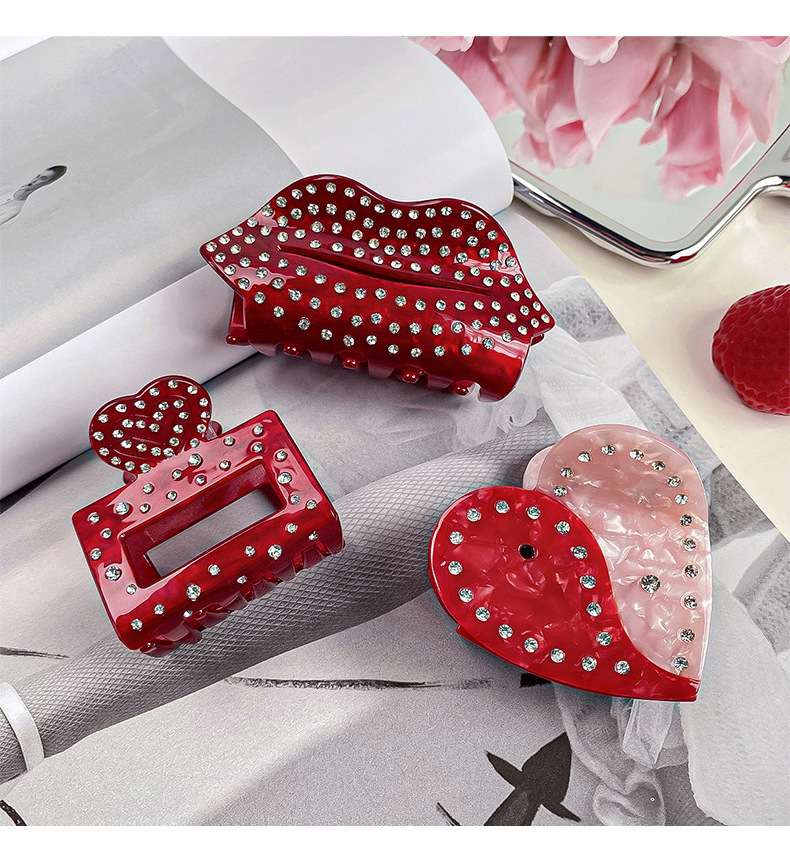 Extra Fashion Sparkled diamante acetate hair claw red crystal claw clip rhinestone bling hair clips accessories custom hair clam