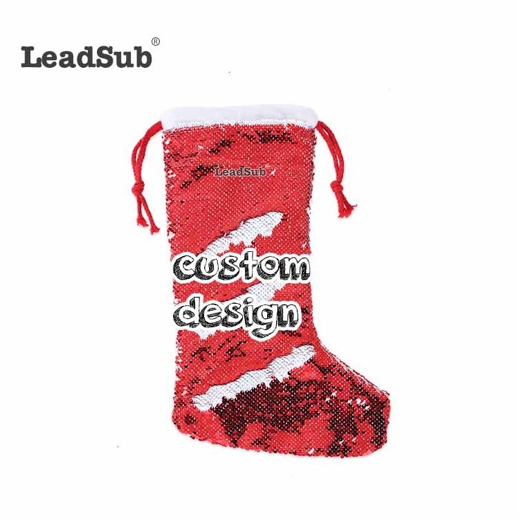 New Fashion Sublimation Blank Personalized Sequin Christmas Stocking for Decoration