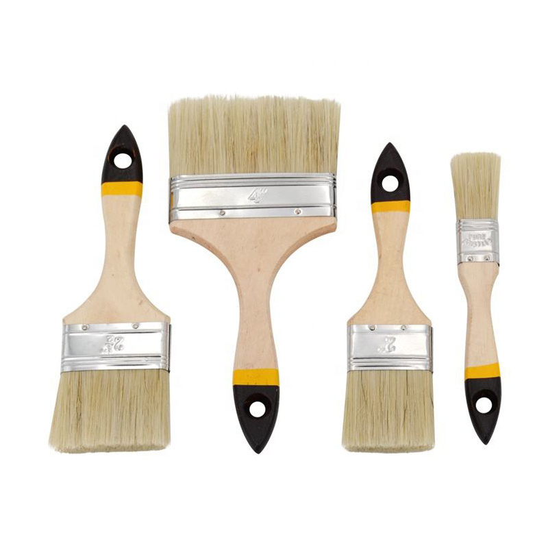 Hot market bristle paint brush wall paint tools 1 1.5 2 3 inch Natural Bristles Wooden Handle Flat Brush