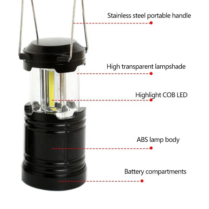 Telescopic adjustment brightness emergency light LED COB bulb Lamp bead Foldable Hook Waterproof camping light