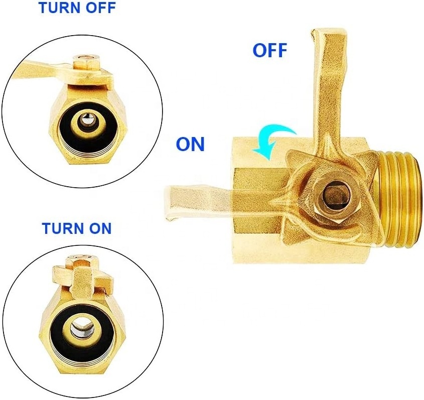 Brass shut off valve Garden Hose Connector for Water Flow Control 3/4 inch brass garden hose shut off valve