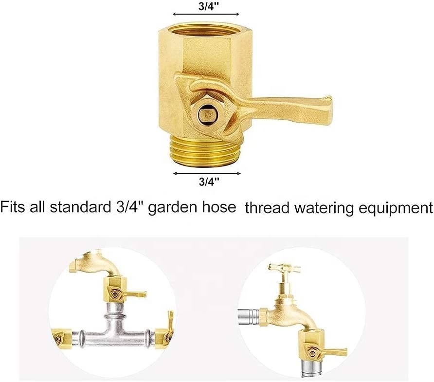 Brass shut off valve Garden Hose Connector for Water Flow Control 3/4 inch brass garden hose shut off valve