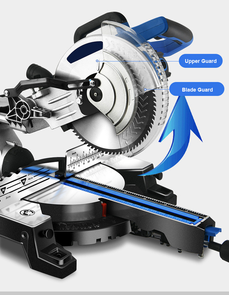 Bevel Sliding Compound Electric Miter Saw 10Inch and 12 Inch (0- 45 degree) for Cut Wood, PVC or Soft Metal Cutting  Off Machine