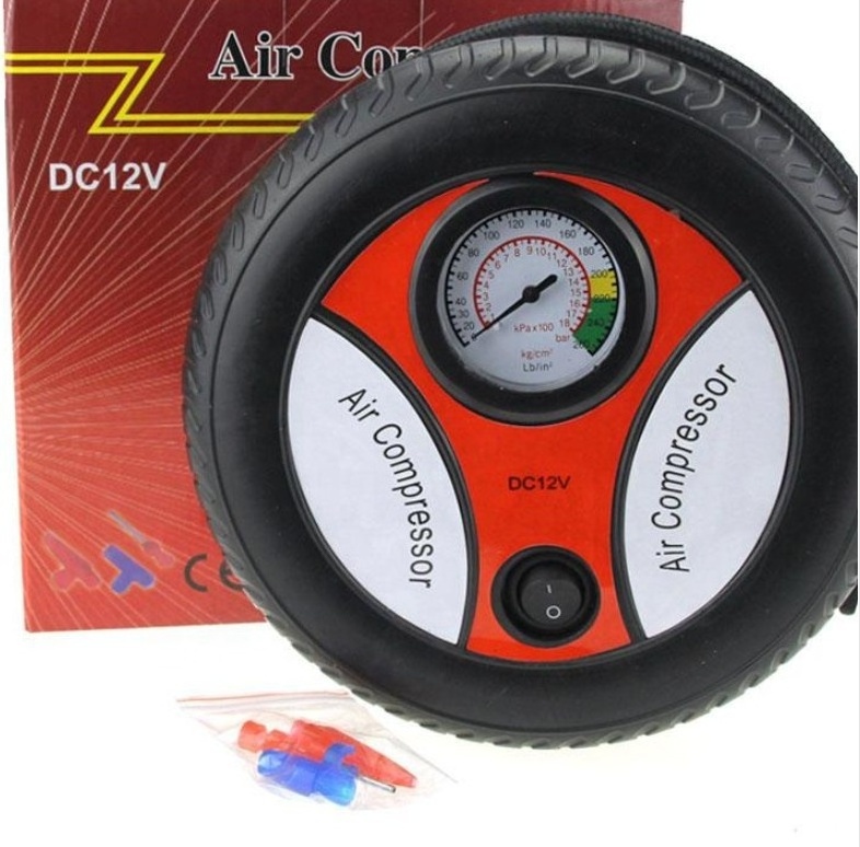 DC 12v electric portable  Tire pump Air Inflator with pressure gauge 3 air nozzles for Bicycle/motorcycle /car/  Air Compressor