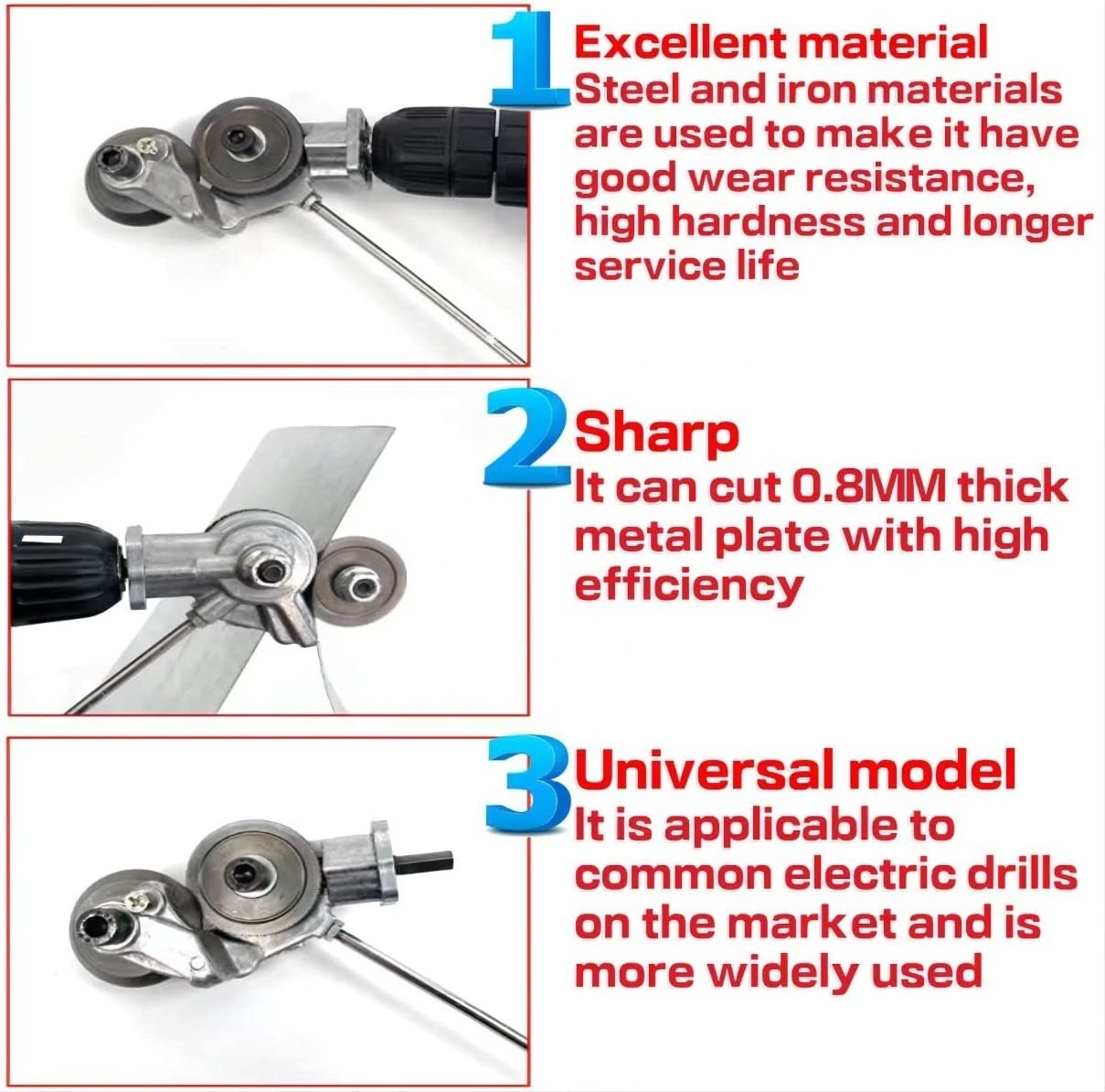 2022 New Cordless Electric Drill Metal Plate Sheet Cutter Retrofit Shears Power Tool for Cutting White Iron Sheet Copper Nibbler