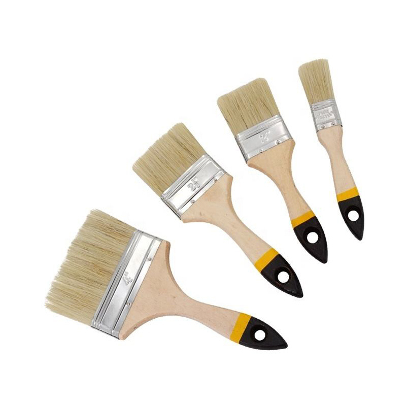 Hot market bristle paint brush wall paint tools 1 1.5 2 3 inch Natural Bristles Wooden Handle Flat Brush