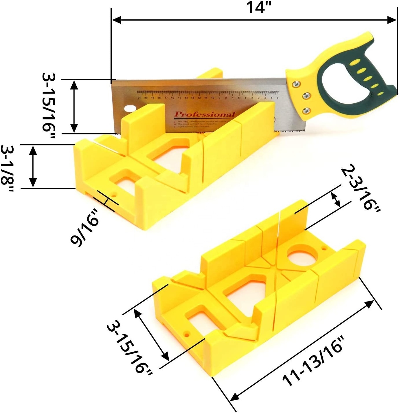 Multifunction 12inch Mitre Box with 14inch Back Saw for Left/Right 45 90 degrees Cuts woodworking mitre box saw