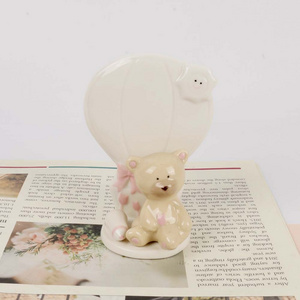 Animal shape teddy bear cartoon ceramic pen container for home decor