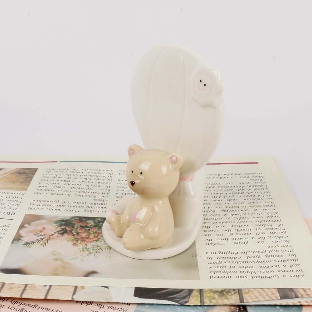 Animal shape teddy bear cartoon ceramic pen container for home decor