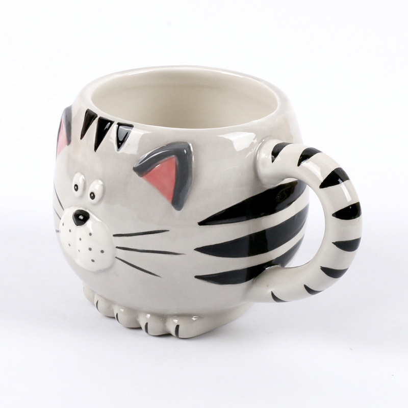 3D Animal Theme Ceramic Cat Mug,Cute Kitty Mug,Ceramic Cat Coffee Mug