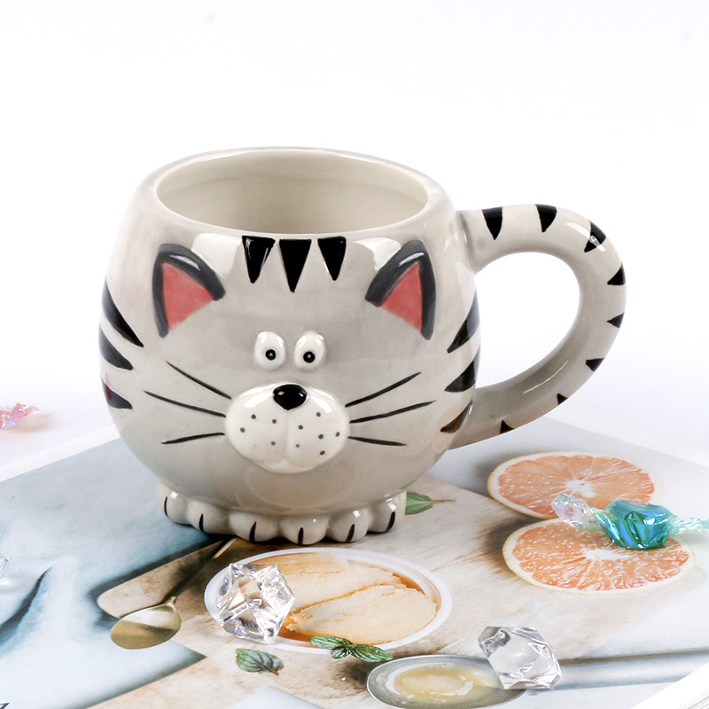 3D Animal Theme Ceramic Cat Mug,Cute Kitty Mug,Ceramic Cat Coffee Mug