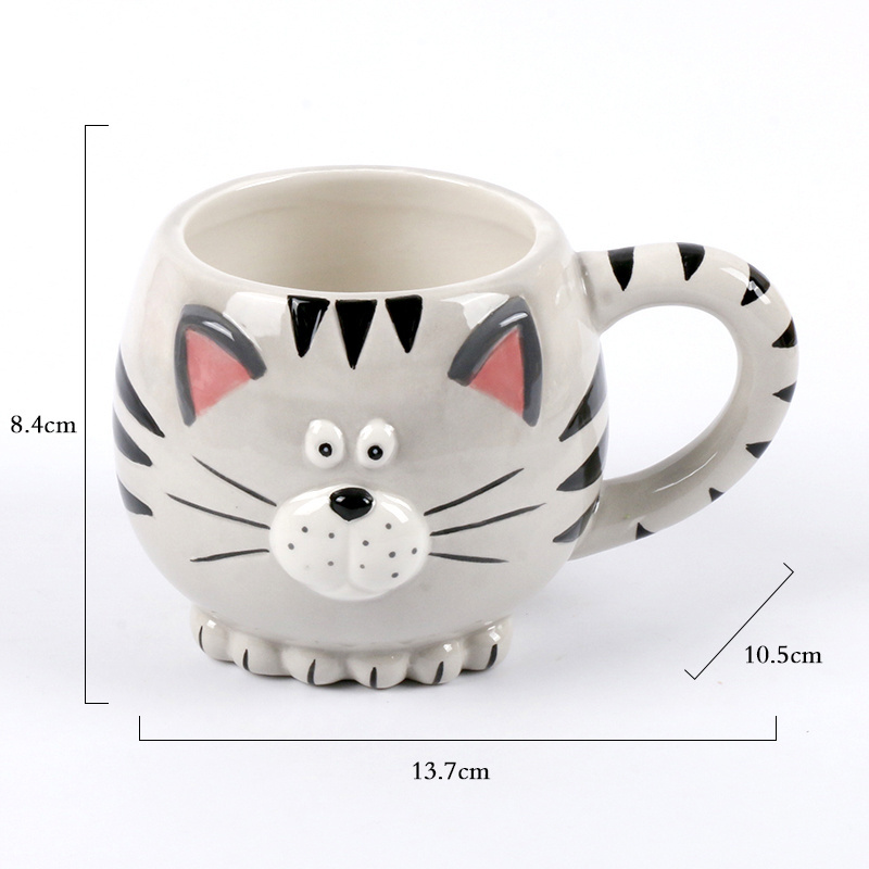 3D Animal Theme Ceramic Cat Mug,Cute Kitty Mug,Ceramic Cat Coffee Mug