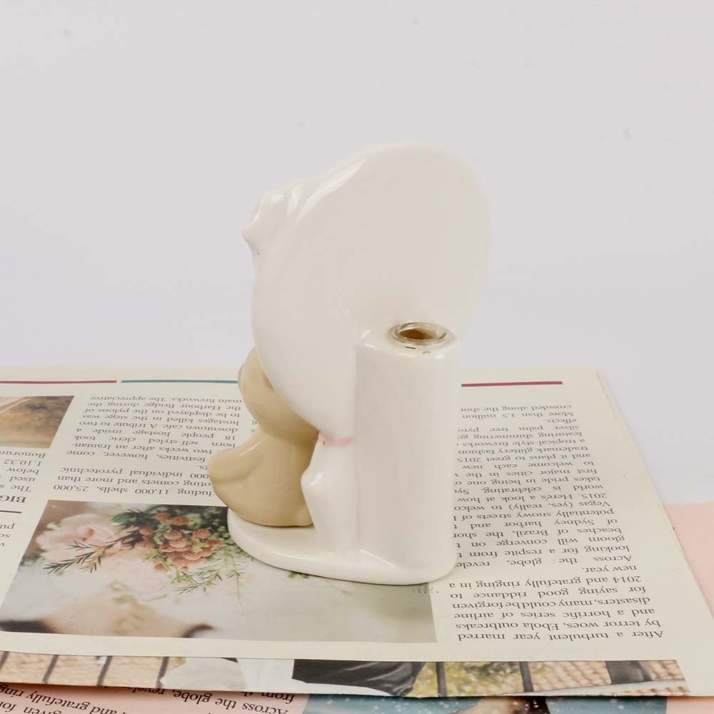 Animal shape teddy bear cartoon ceramic pen container for home decor