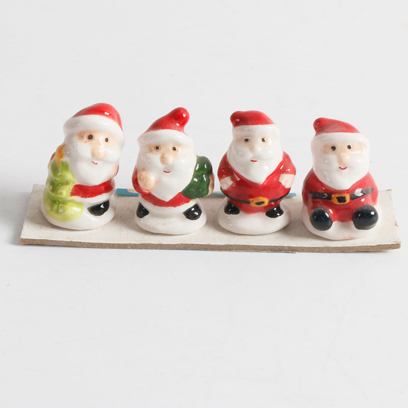 Hand-painted ceramic craft Christmas decorative santa claus new year candy decoration figures