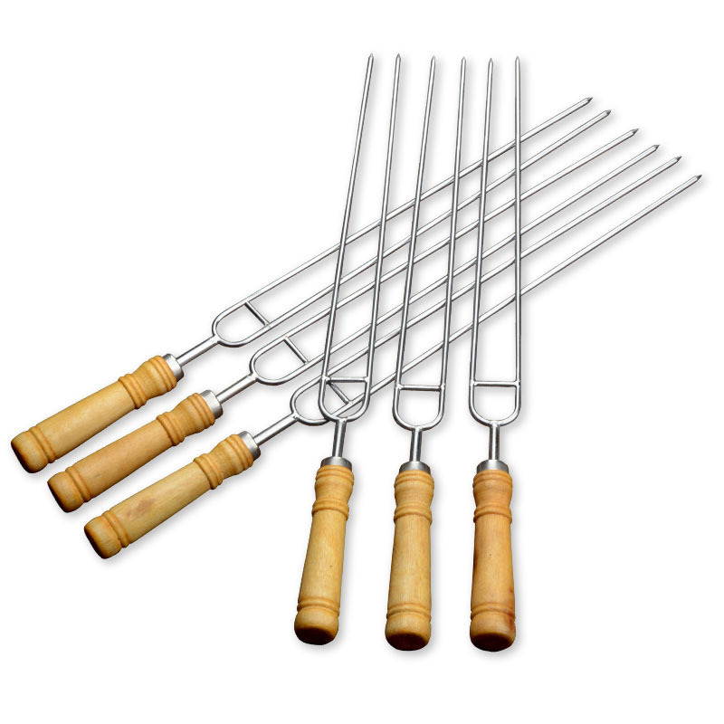 Flat BBQ Skewers Stainless Steel 6/12pcs Shish Kabob Grill Skewers & Ideal Kabob Sticks for Meat Shrimp Chicken Veggie