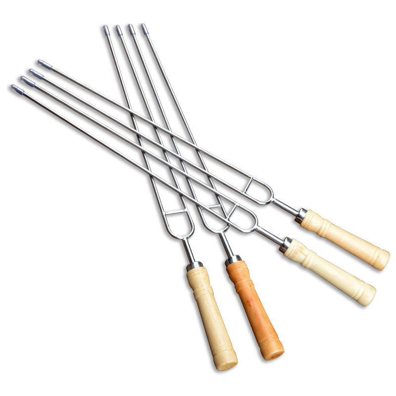 BBQ Fork 4 pcs U-Shape Fork Stainless Steel Barbeque Roasting Skewers with Carry Bag for Outdoor BBQ Grill Tools Set