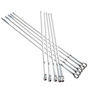 Stainless steel flat grill with steel needle skewer BBQ tools wholesale 43cm flat needle barbecue skewer 10 pieces