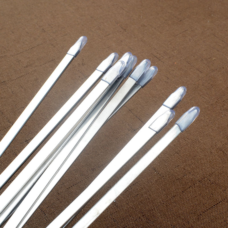 Stainless steel flat grill with steel needle skewer BBQ tools wholesale 43cm flat needle barbecue skewer 10 pieces