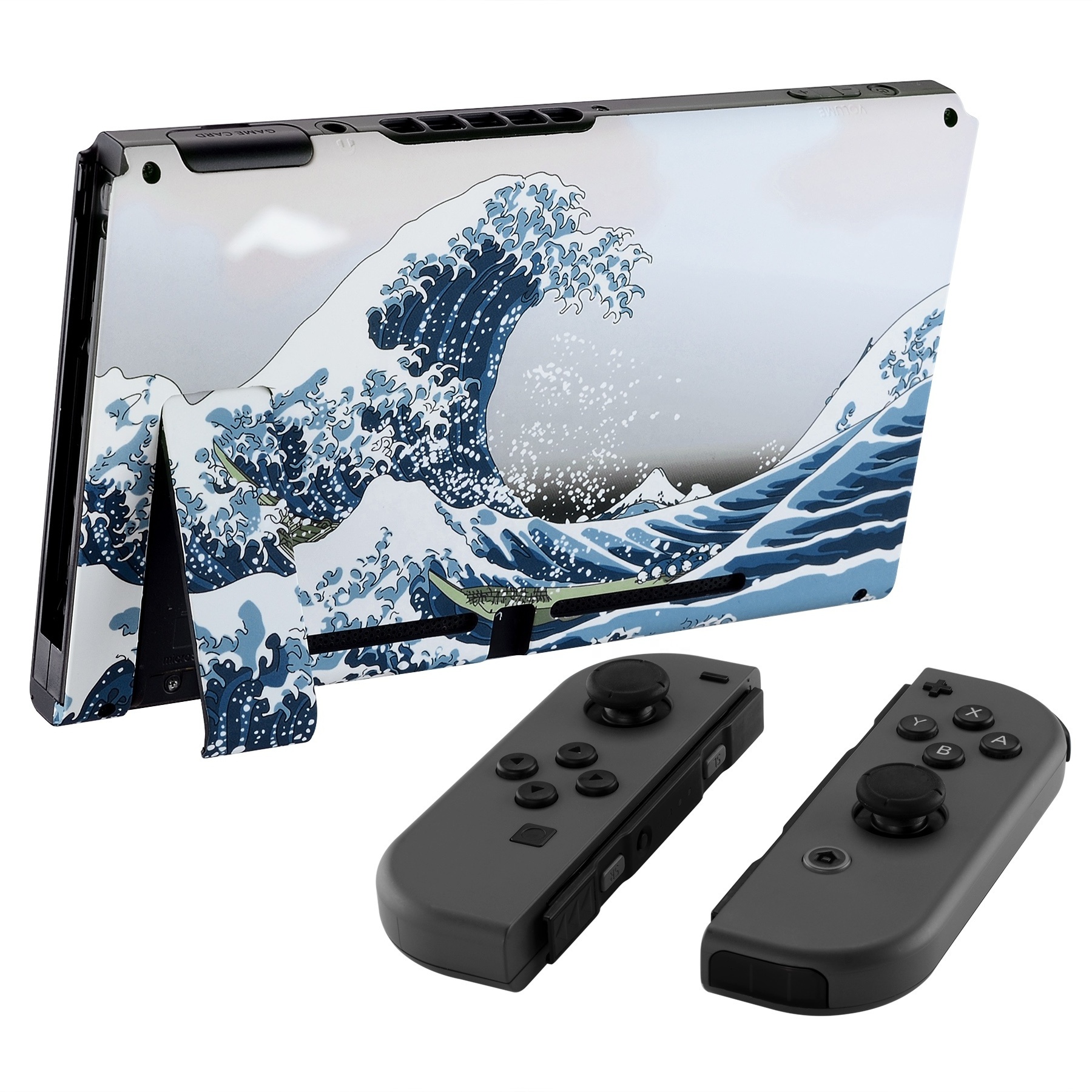 Soft Touch Switch Controller Grip Back Plate with Kickstand DIY Back Shell Case for Moded Nintendo Switch Console