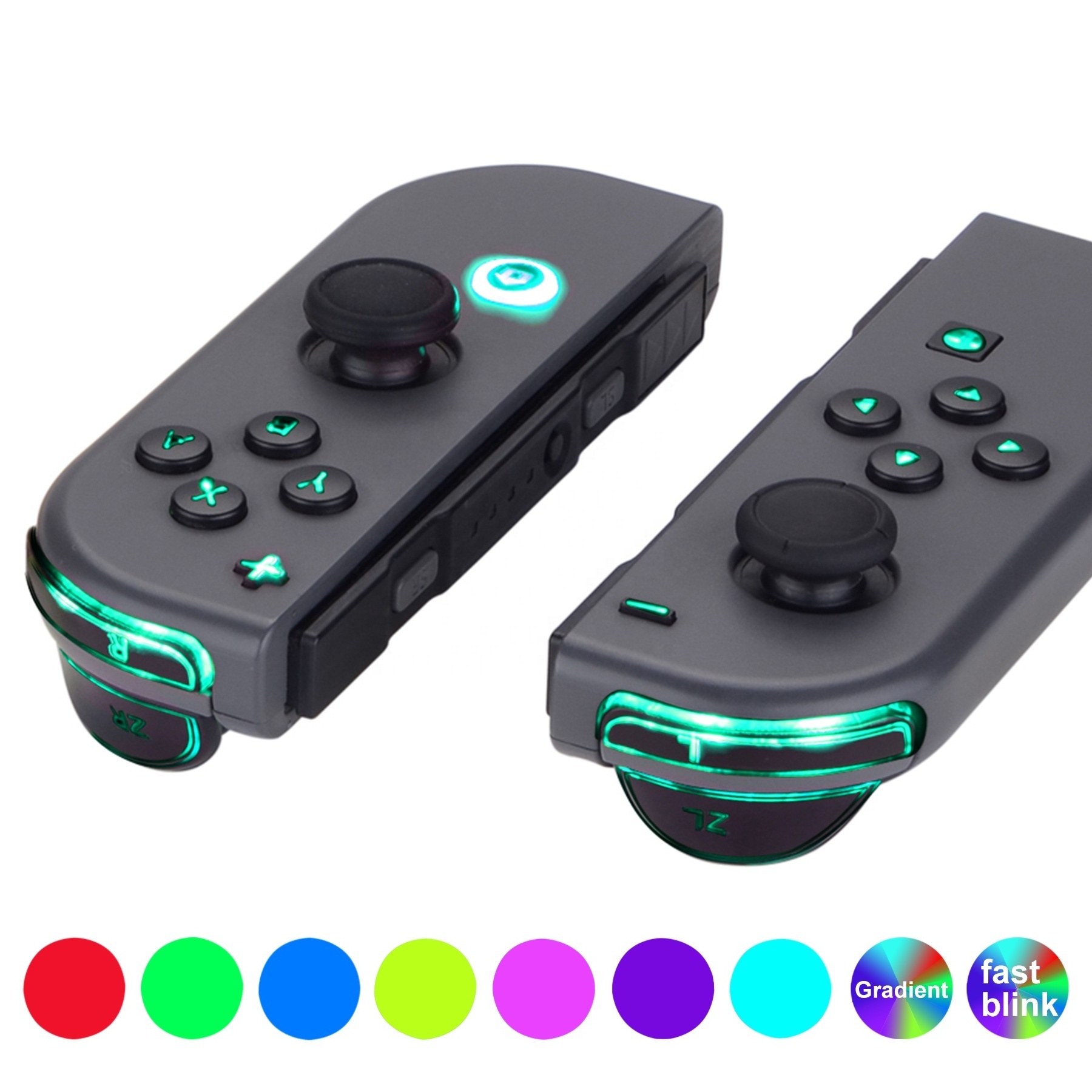 eXtremeRate Gamepad NS Switch Atmosphere Light Led Kit With Matte UV Black Button For Nintendo Switch Mod Oled Version Handle