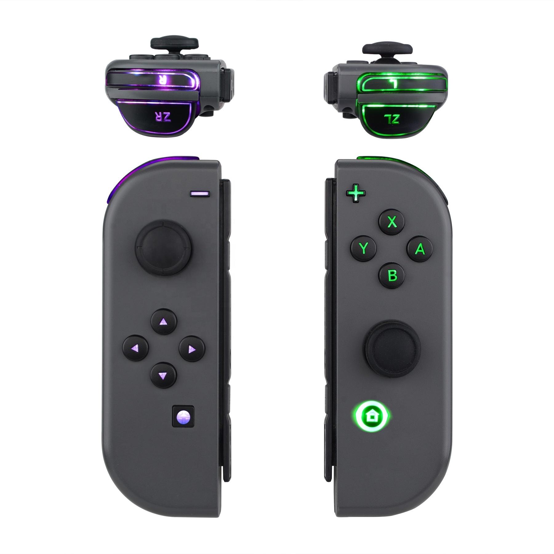 eXtremeRate Gamepad NS Switch Atmosphere Light Led Kit With Matte UV Black Button For Nintendo Switch Mod Oled Version Handle