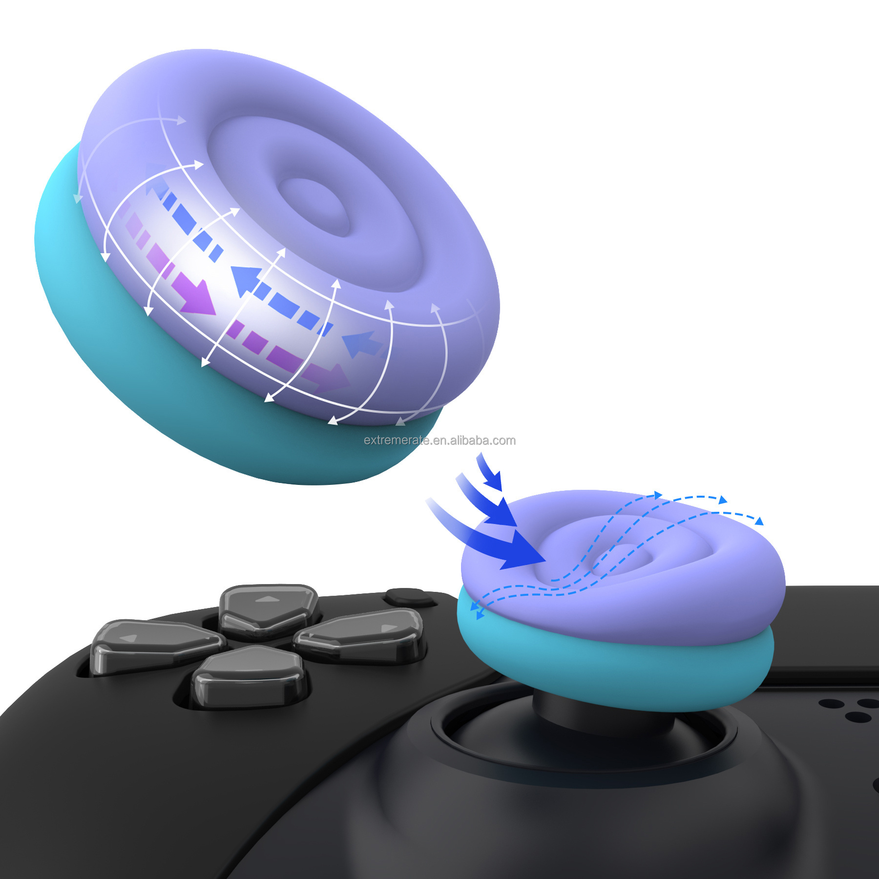 PlayVital Thumbs Cushion Caps Joystick Cover Silicone Thumb Grips For PS5/ PS4/ Xbox/ NSP Controller