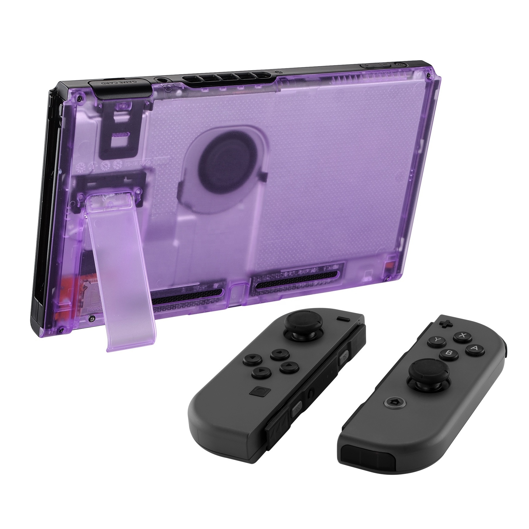 Transparent Purple Backplate with Kickstand Back Panel Bottom Case For NS Console Nintendo Switch Console