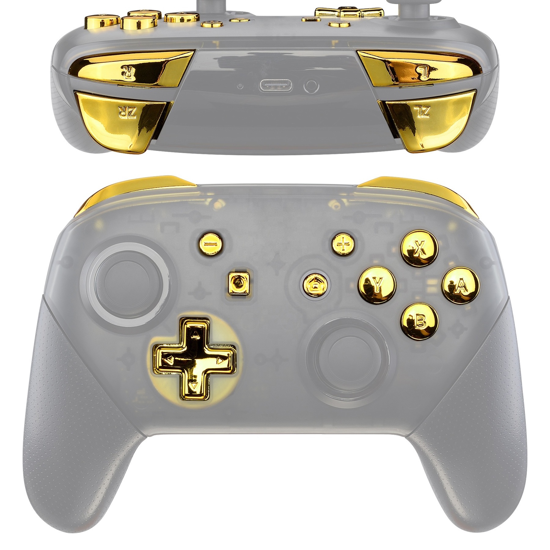 NS Pro Joystick Gold ABXY +Dpad+L +R +ZR +ZL +Trigger Buttons Gamepad Button Kit Mod For Nintendo Switch  Pro Controller