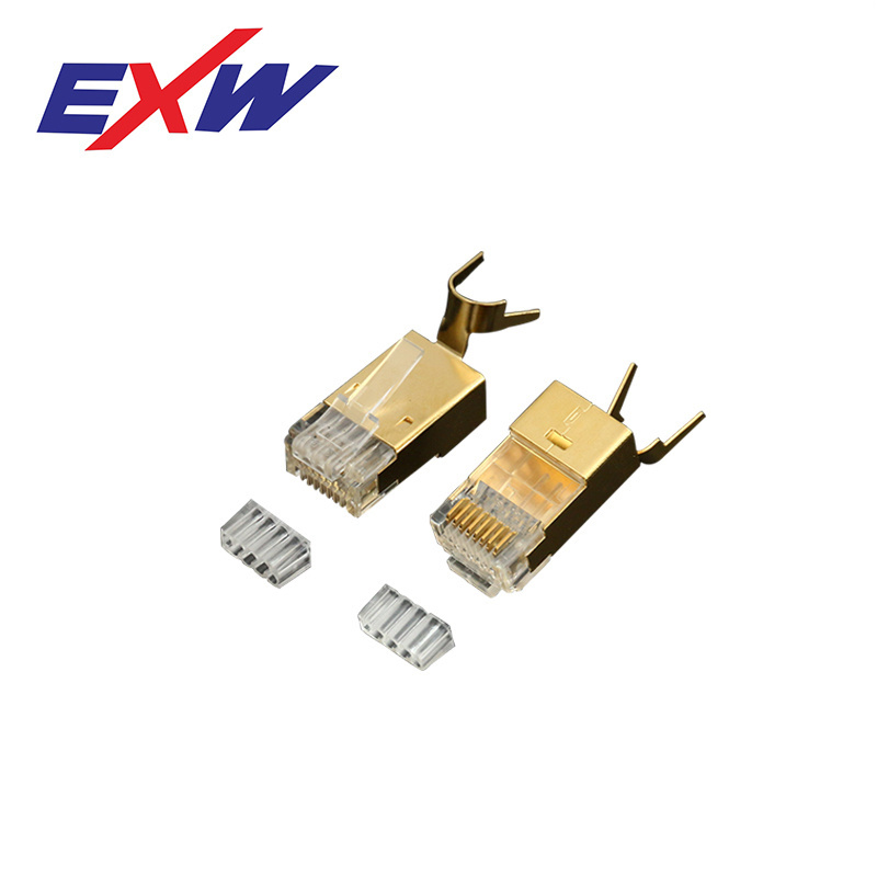 EXW High Quality Cat7 RJ45 Connector Plug Shielded with Tail 8 pin connector male female universal plug connector male female