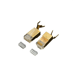 EXW High Quality Cat7 RJ45 Connector Plug Shielded with Tail 8 pin connector male female universal plug connector male female