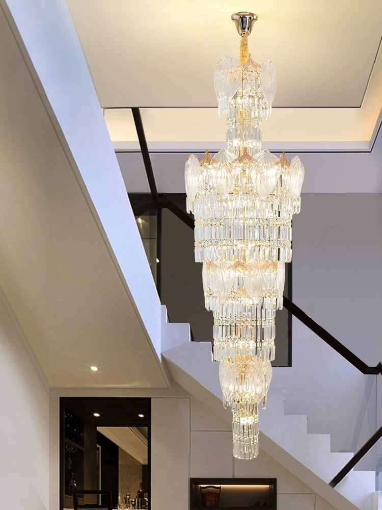 Large modern 9 Tier Luxury Crystal Chandelier golden LED Living Room Dining  Foyer  Hallway Entryway Restaurant pendant light