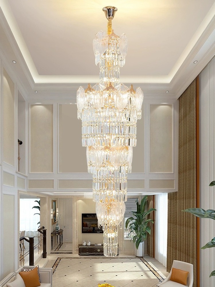 Large modern 9 Tier Luxury Crystal Chandelier golden LED Living Room Dining  Foyer  Hallway Entryway Restaurant pendant light