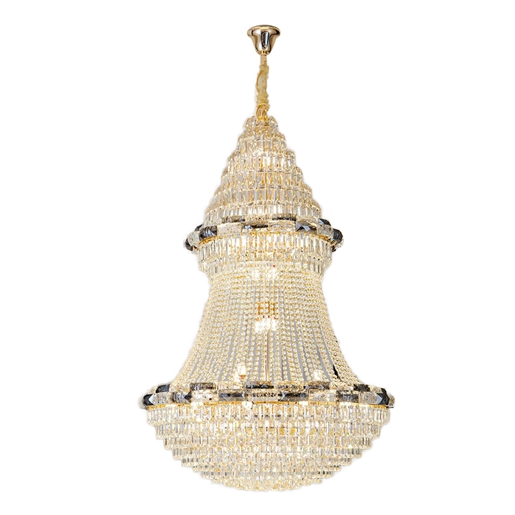 Large 60cm Crystal Gold Chandelier with E12 Socket Switch Controlled 220V Input for High Ceilings in Living Room Storey Foyer