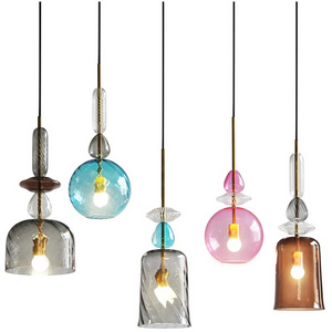 Modern Vintage Pendant Lamp Edison Bulb Hanging Light Colorful Glass Industrial LED Bedroom Restaurant Nordic Simple Droplight