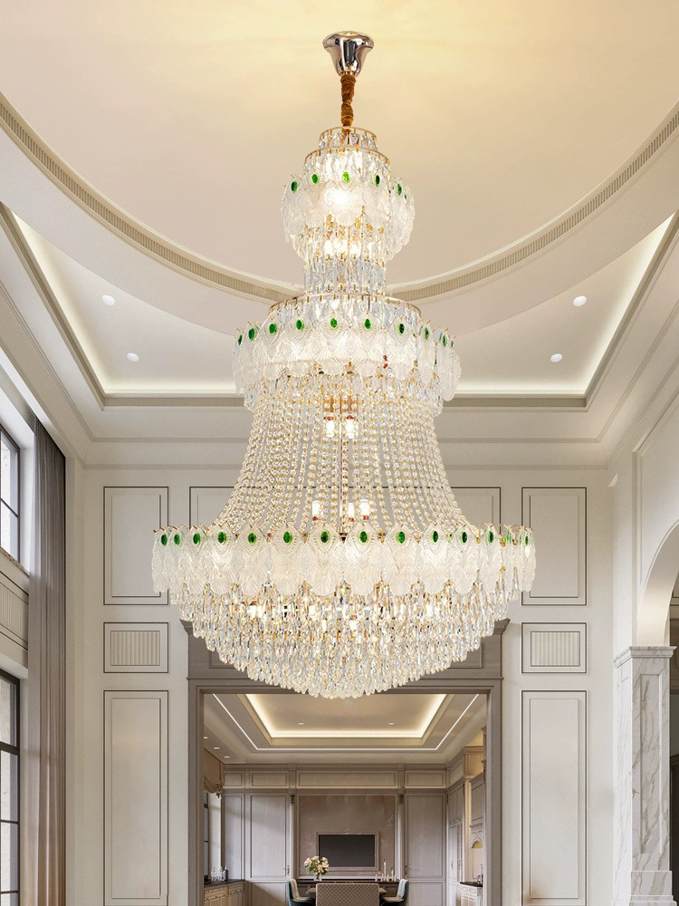 12-Light Empire Crystal Chandelier with Gold Finish 220v Lighting for Dining Living Foyer Hallway Bedroom Entry Bedroom