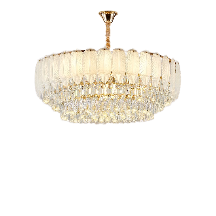 Large E12 Crystal Gold Chandelier for High Ceilings 220V Living Room Storey Foyer Entryway Chandelier