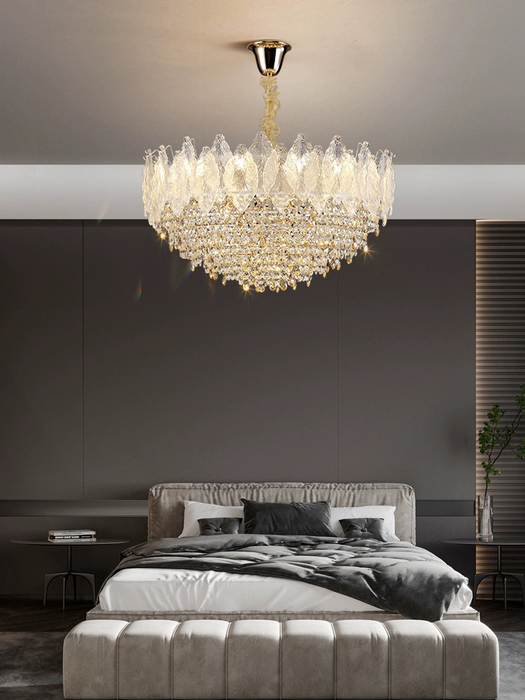 Modern 3-Tier Gold Crystal Chandelier 9 Lights Large Ceiling Pendant Light Fixtures Dining Room Living Room Bedroom Entryway