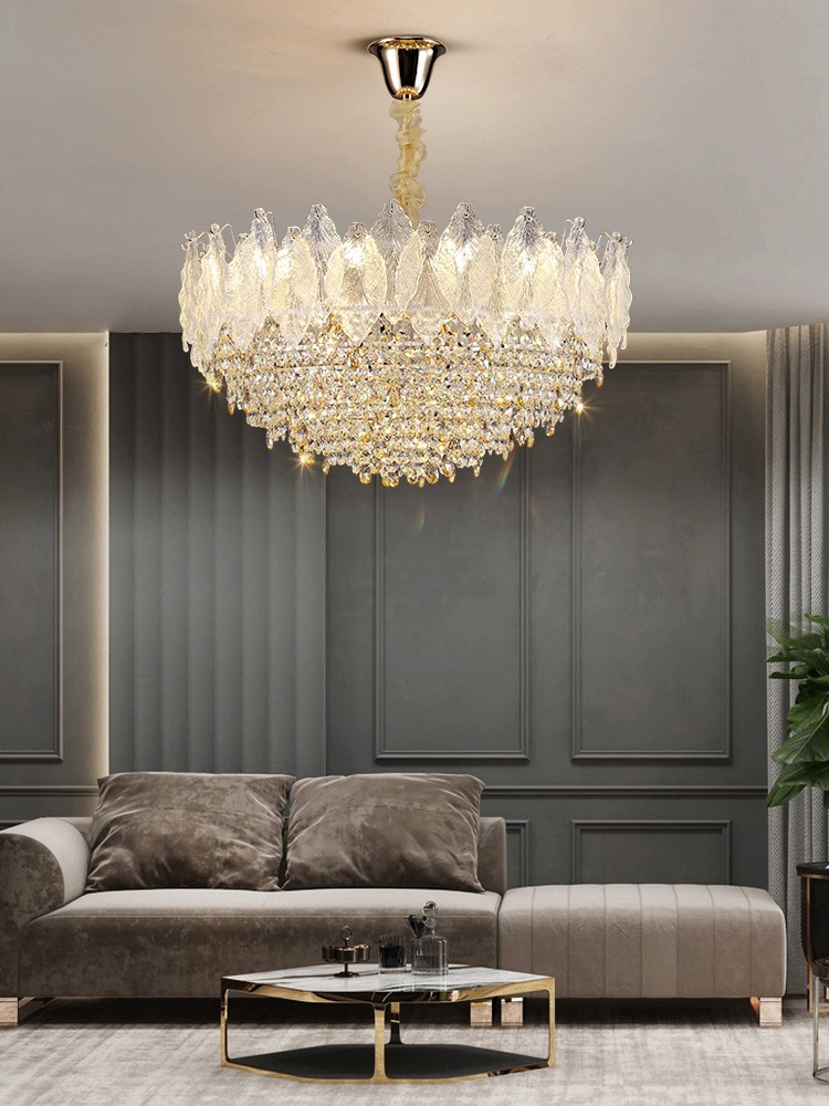 Modern 3-Tier Gold Crystal Chandelier 9 Lights Large Ceiling Pendant Light Fixtures Dining Room Living Room Bedroom Entryway