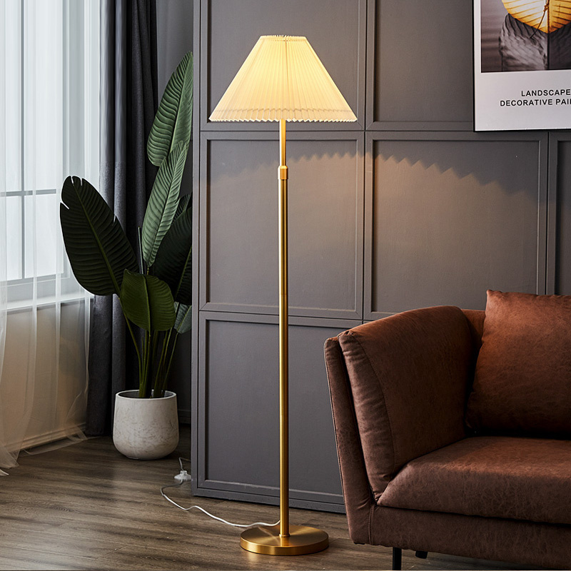 Modern Gold Tall Floor Lamp with Foot Switch Industrial Standing Lamp Living Room Bedroom Nursery Study Room Office Hotel Use