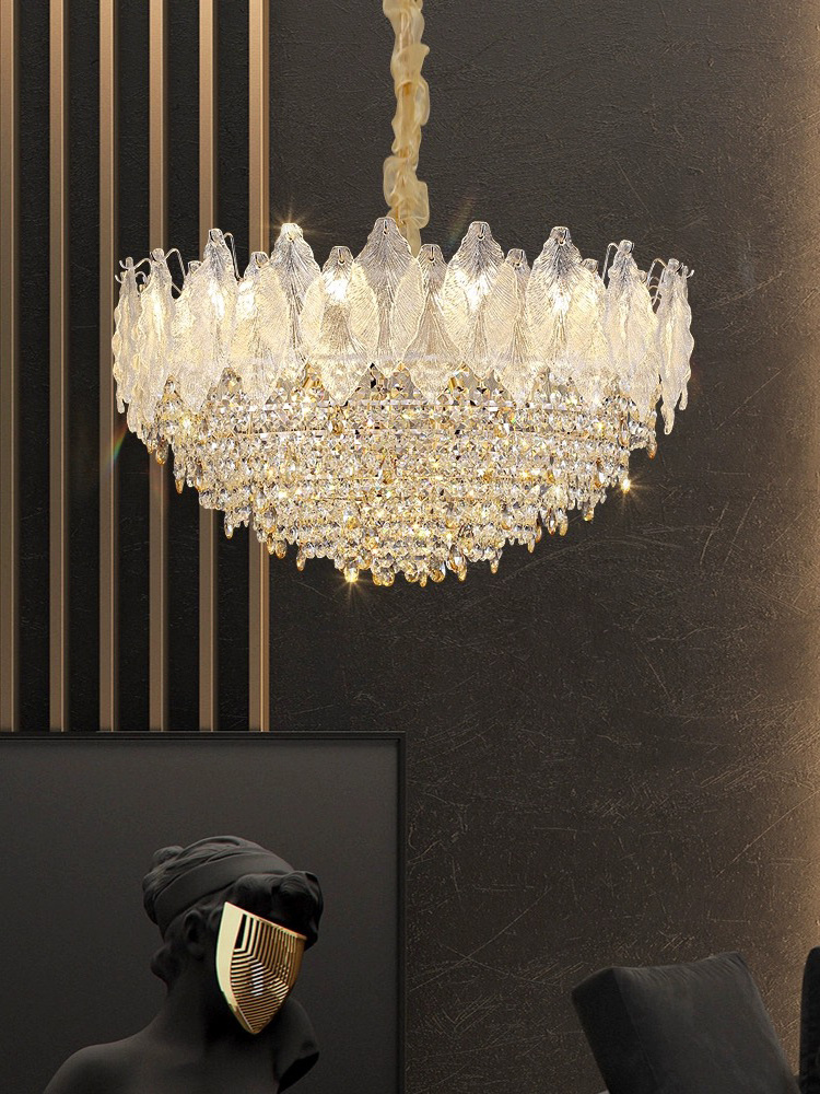 Modern 3-Tier Gold Crystal Chandelier 9 Lights Large Ceiling Pendant Light Fixtures Dining Room Living Room Bedroom Entryway