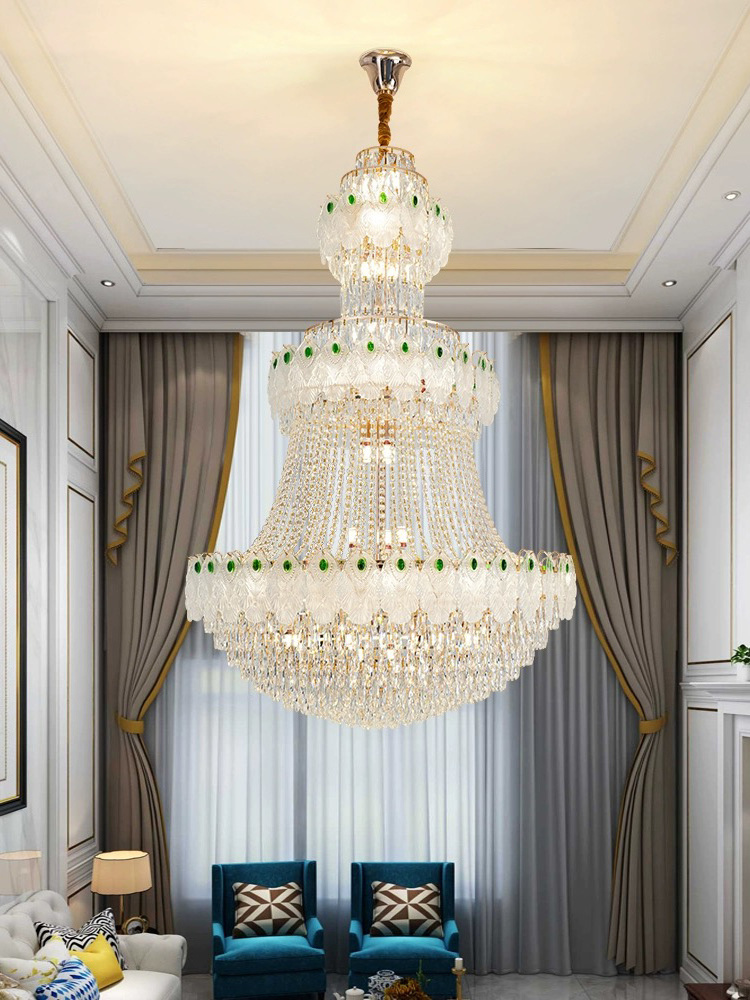 12-Light Empire Crystal Chandelier with Gold Finish 220v Lighting for Dining Living Foyer Hallway Bedroom Entry Bedroom