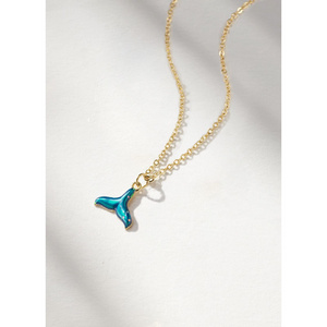 European and American fashion mermaid tail  Enamel Pendant Choker 14K Gold Plated Adjustable Collarbone Chain Necklace