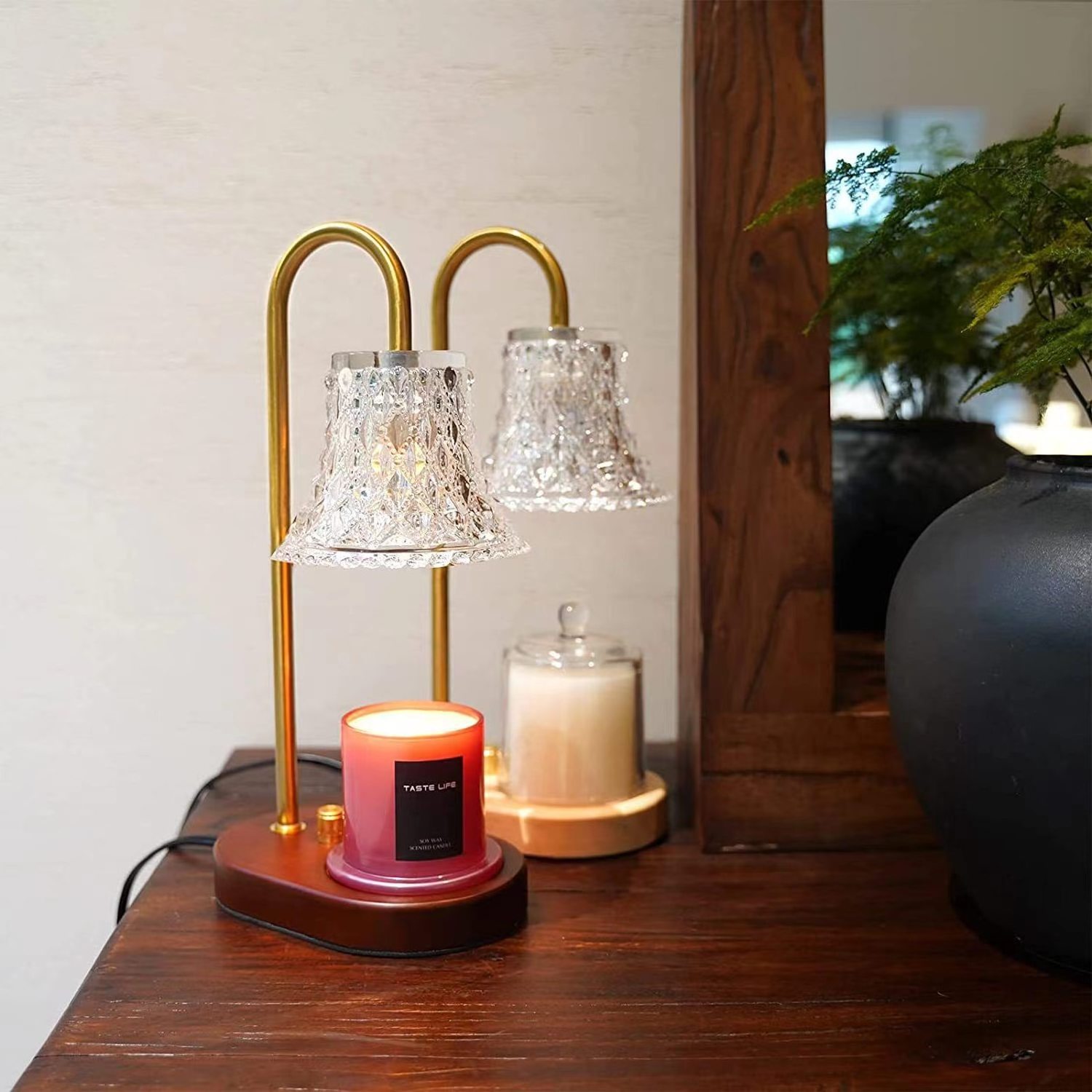 new style luxury home decor flameless metal electric wood candle wax melting warmer lamp for home relax and decor