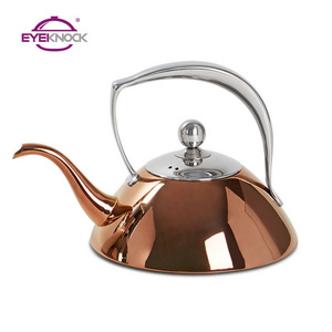 EYEKNOCK RTS Elegant design 1.0L gooseneck PVD rose gold stainless steel tea kettle Dropshipping gold water kettle