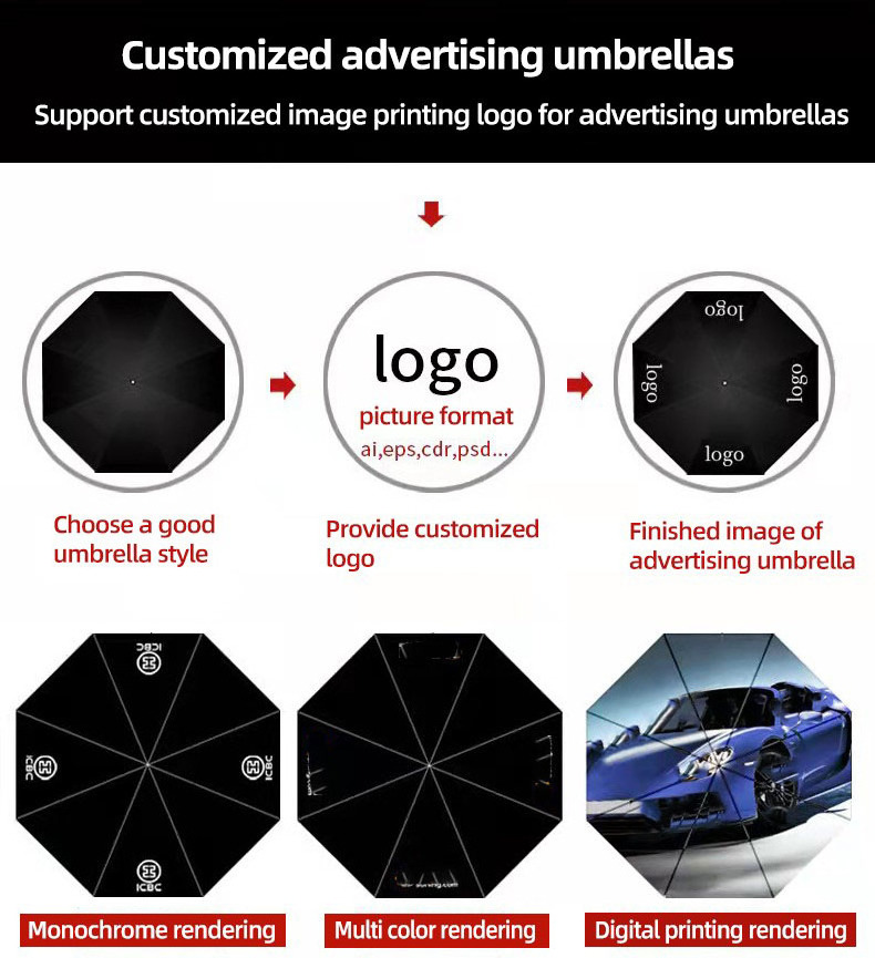 wholesale 23 inch large windproof logo prints big luxury promotional branded custom golf umbrella