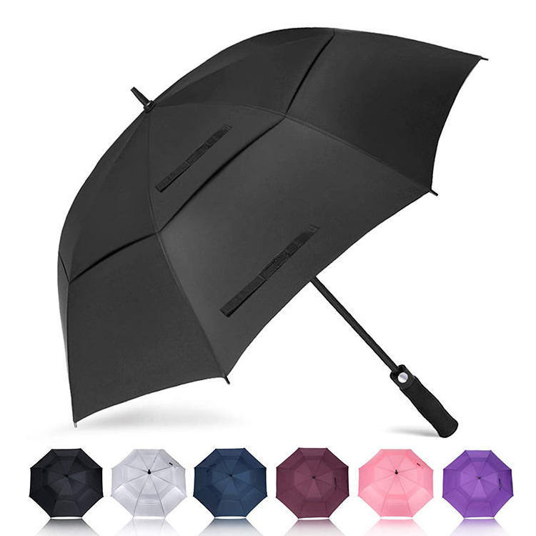 Uv Protection Extra Large Oversized Golf Umbrella Double Layers Vent Strong Golf Umbrella Custom Logo Windproof