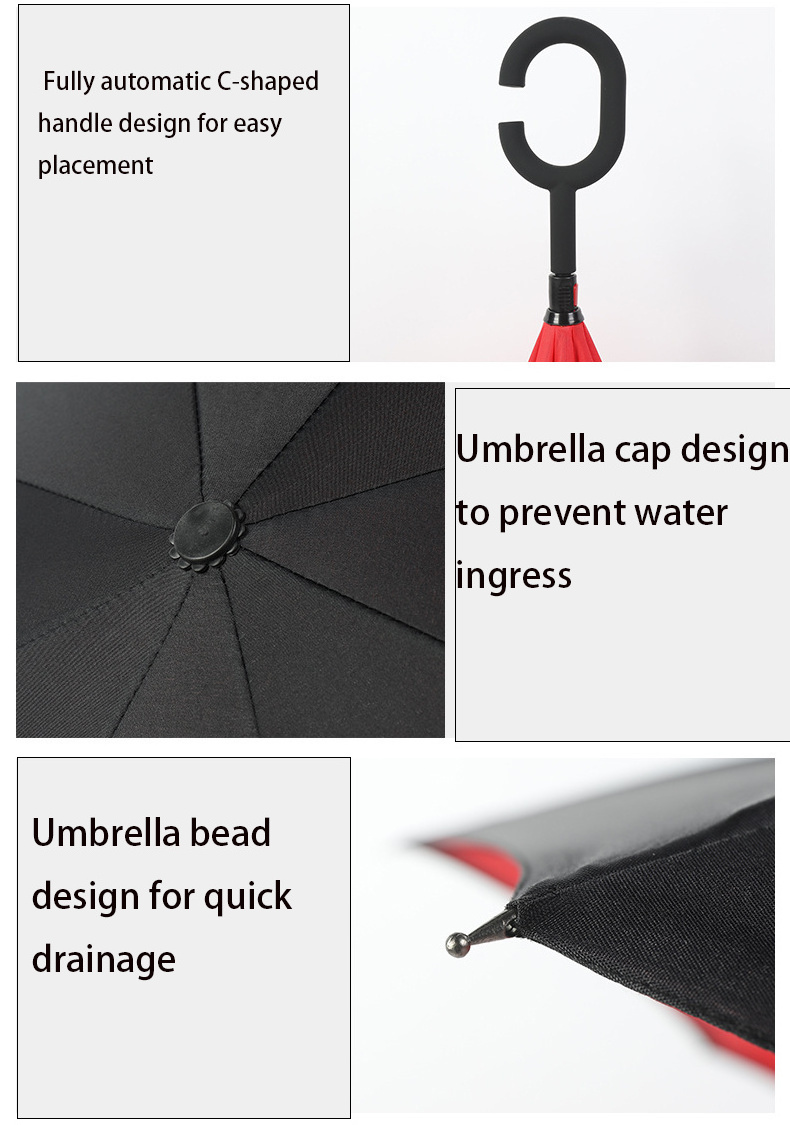 Reverse Umbrella Manufacturer Automatic Double C Shape Handle Inverted Reverse Umbrella For The Rain Waterproof