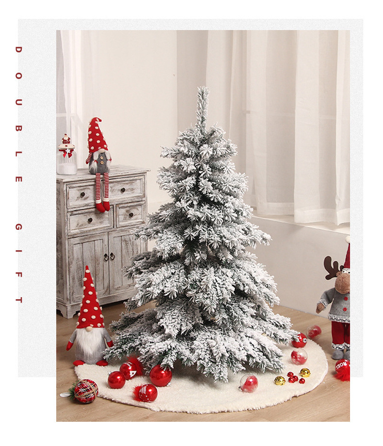 Decorated 5FT 6FT 10FT PE PVC Artificial Snow Christmas Tree Mixed Premium Flocked arbol de navidad kerstbomen Christmas Tree